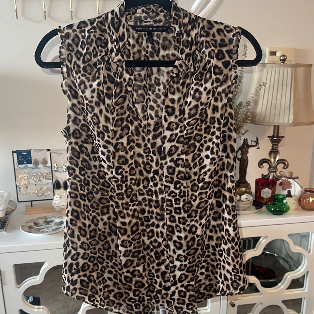 White House Black Market Leopard Print Blouse